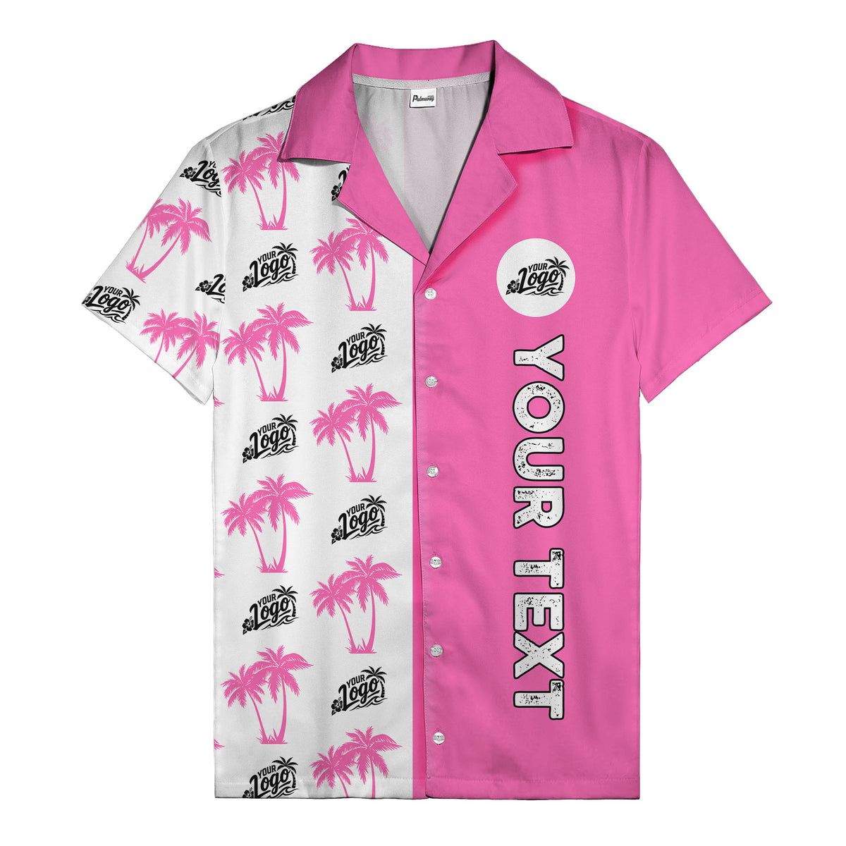 customizable palm tree & personalized text tropical green hawaiian shirt for vacation