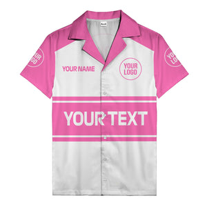 customizable text & logo horizontal stripe bowling hawaiian shirt