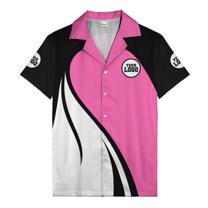 diagonal stripe custom logo retro bowling hawaiian shirt