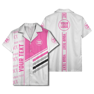 diagonal stripes custom logo repeat graphic hawaiian shirt