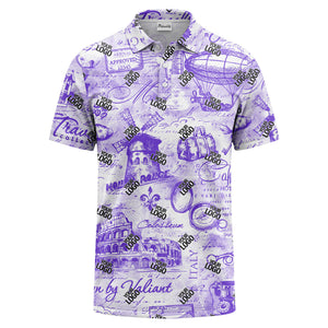 eiffel tower & airship sketched landmark polo shirt for men