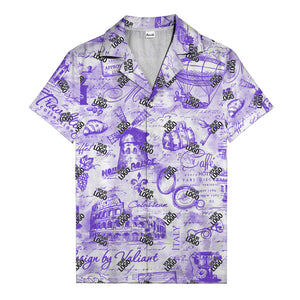 eiffel tower colosseum coffee sketch vintage travel hawaiian shirt