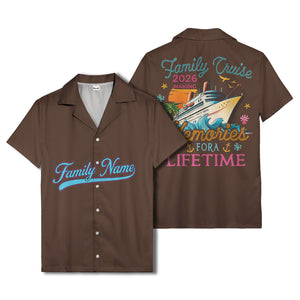 family name script & logo circle personalized hawaiian shirt