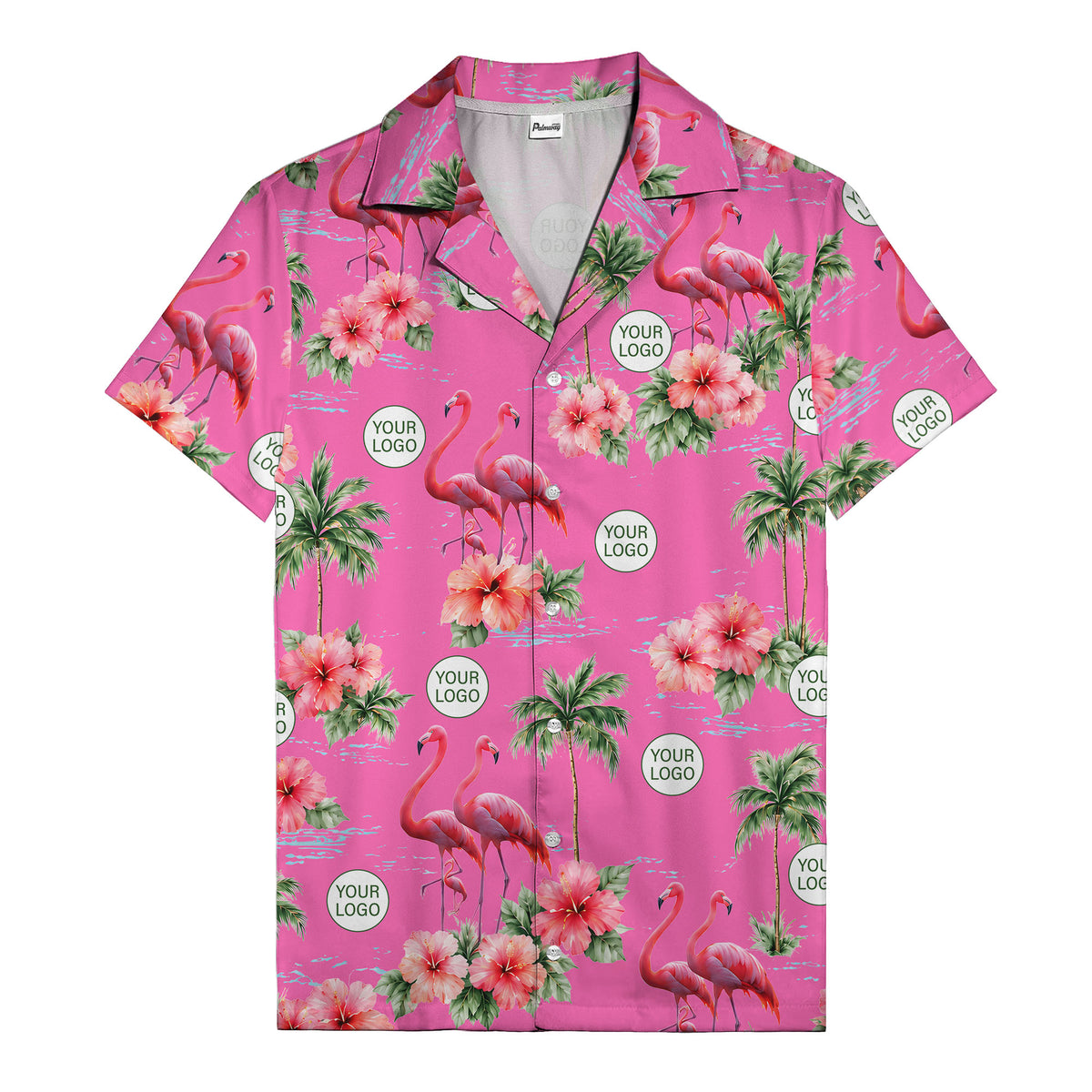 flamingo silhouettes palm trees hibiscus hawaiian shirt for men