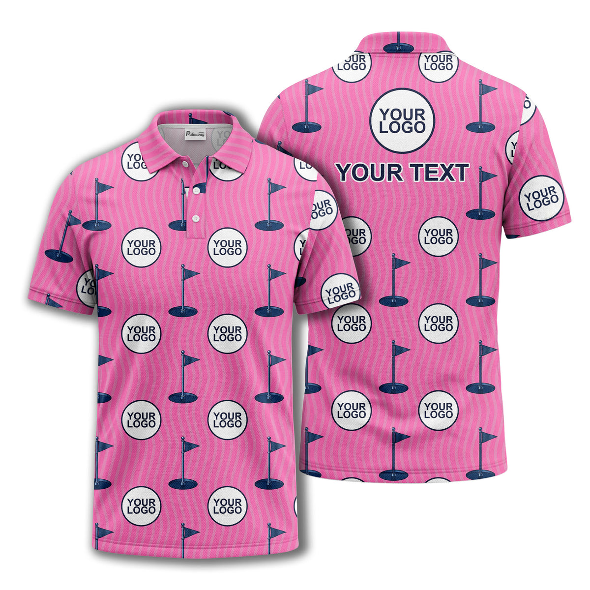 golf flag logo repeat pattern country club golf polo shirt