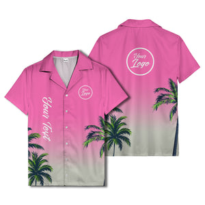 gradient palm tree silhouettes custom text hawaiian shirt for men