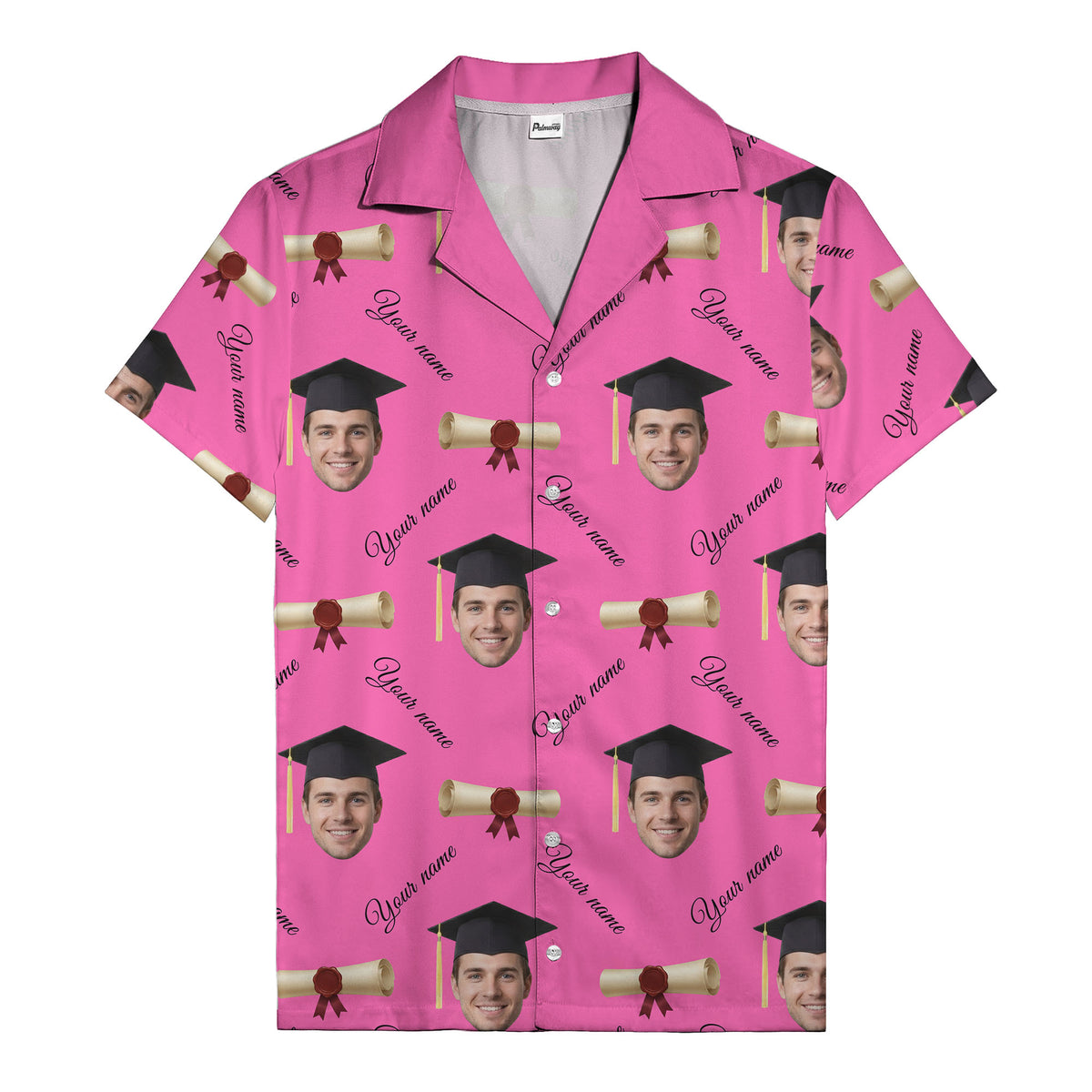 graduation caps diplomas & custom faces hawaiian shirt