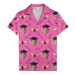 graduation caps diplomas & custom faces hawaiian shirt