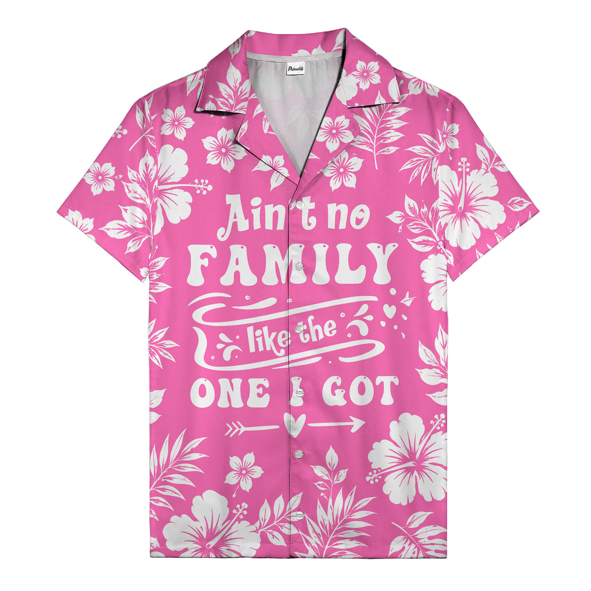 graphic white hibiscus & leaf family tribute hawaiian shirt