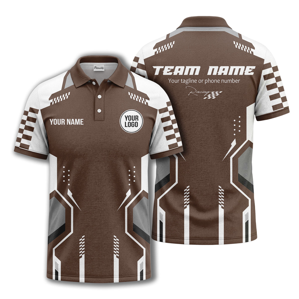 hexagonal checkerboard dots & lines modern geometric polo shirt