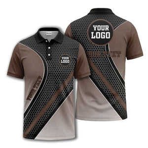 hexagonal gradient geometric print with customizable logo polo shirt
