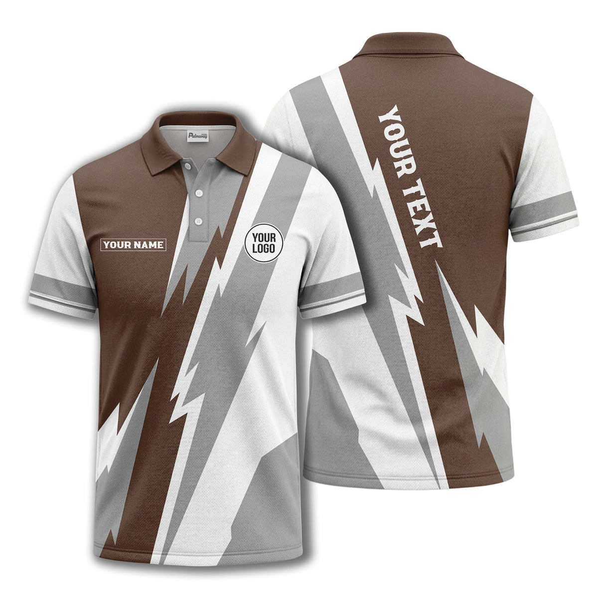 lightning bolt & geometric stripes polo shirt for men