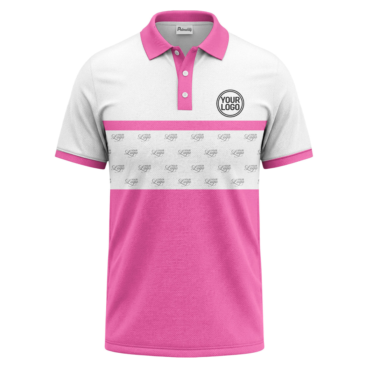 monochrome custom logo repeat stripe polo shirt for men