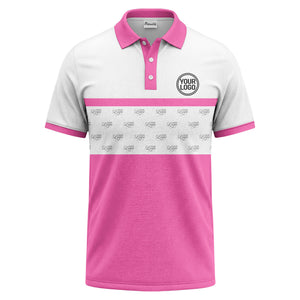 monochrome custom logo repeat stripe polo shirt for men