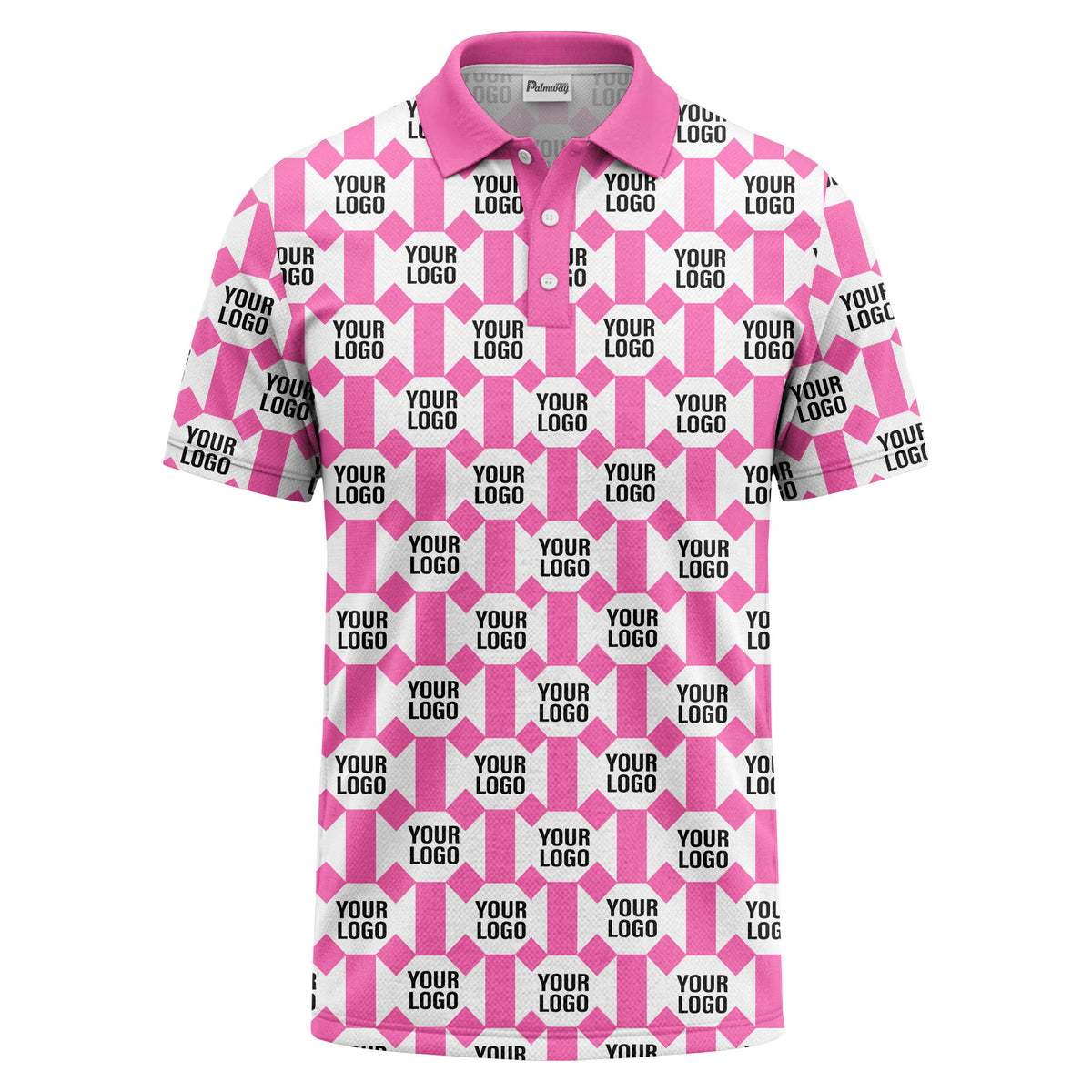 monochrome hexagon repeat custom logo geometric polo shirt for men