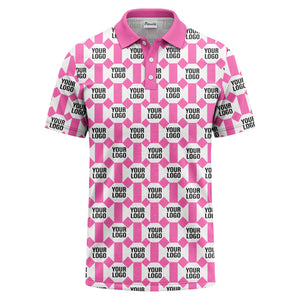 monochrome hexagon repeat custom logo geometric polo shirt for men