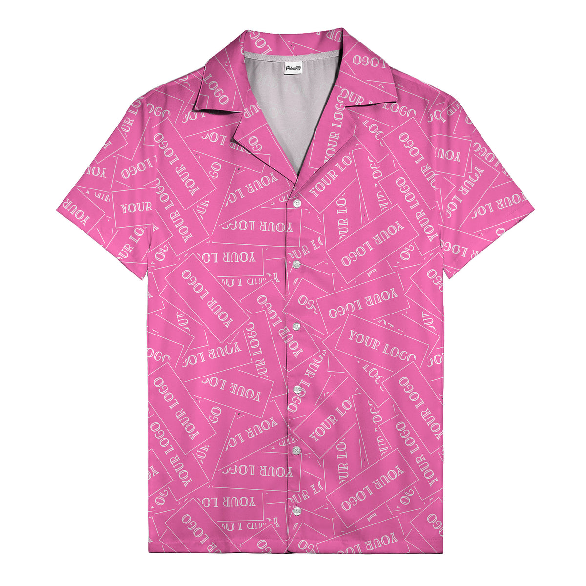 monochrome your logo repeat text graphic hawaiian shirt for men