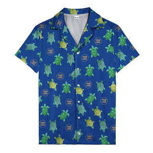 sea turtles and golden logo rings hawaiian shirt for men
