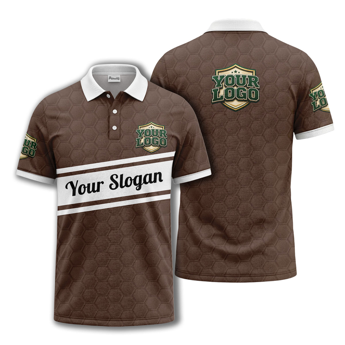 shield logo stars hexagon pattern polo shirt for men