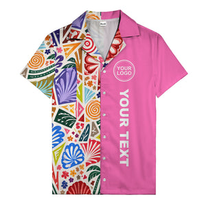 spiral motifs palm leaves hibiscus geometric hawaiian shirt for men