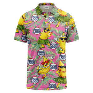sunglass bananas luau palm leaves polo shirt for men