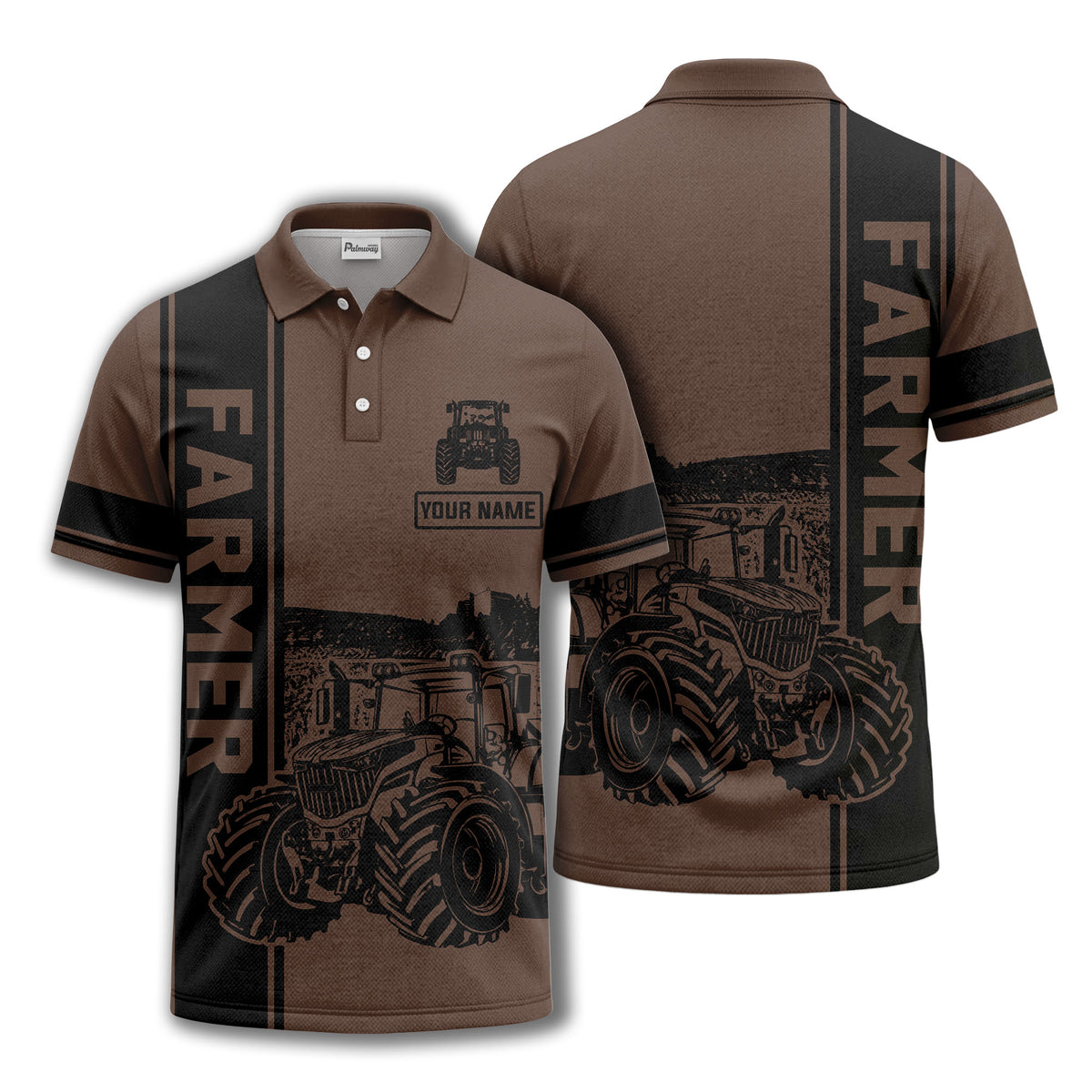 tractor farm scene graphic illustration polo shirt for men
