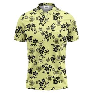 tropical floral leaves & circles polo shirt for island vibes