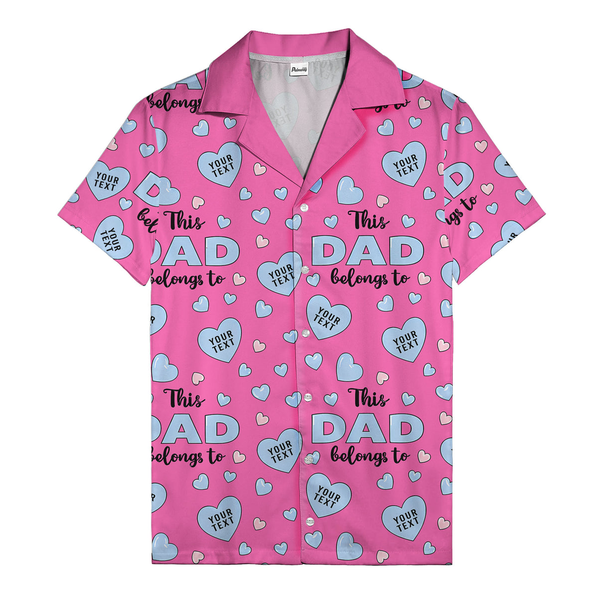 watercolor hearts & custom names hawaiian shirt for dad, navy blue