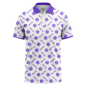 your name & logo repeat pattern all over print custom polo shirt