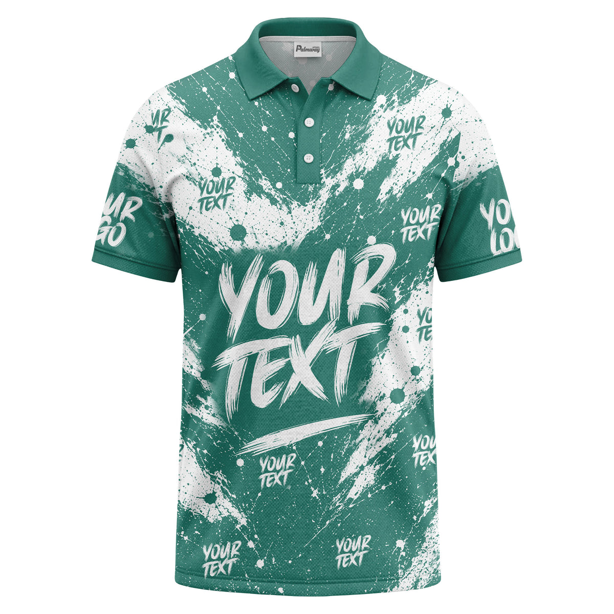abstract splatter paint with customizable text artistic polo shirt