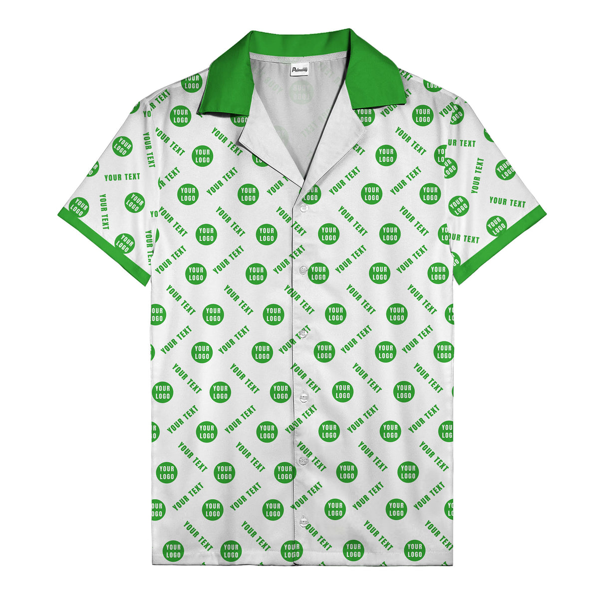 black custom logo circles text white hawaiian shirt
