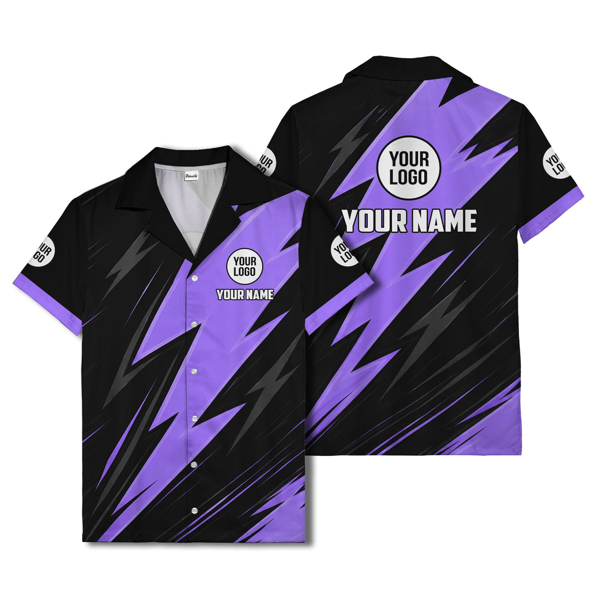 bold lightning bolt repeat pattern personalized hawaiian shirt for men