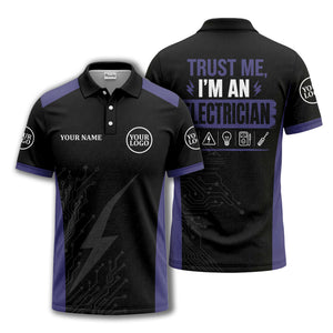 circuit board lightning bolt graphic modern tech polo shirt