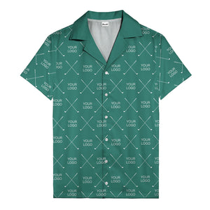 crossed golf clubs logo repeat pattern hawaiian shirt for men