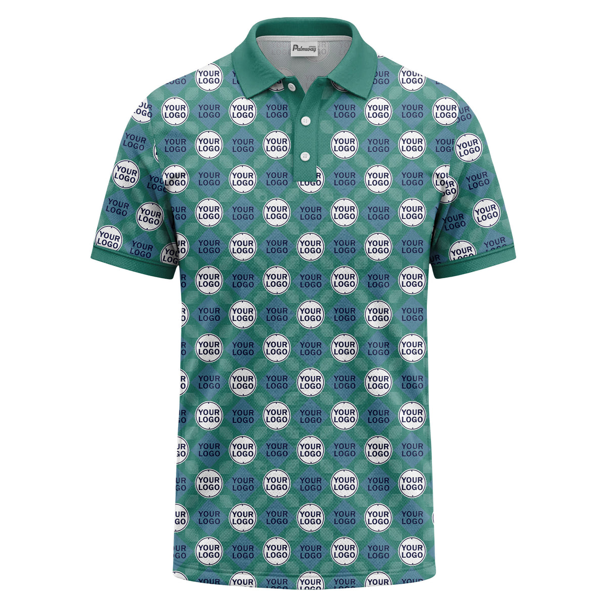 custom diamond grid circular logos polo shirt for men