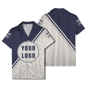 custom logo circles & diagonal stripes minimalist hawaiian shirt for men