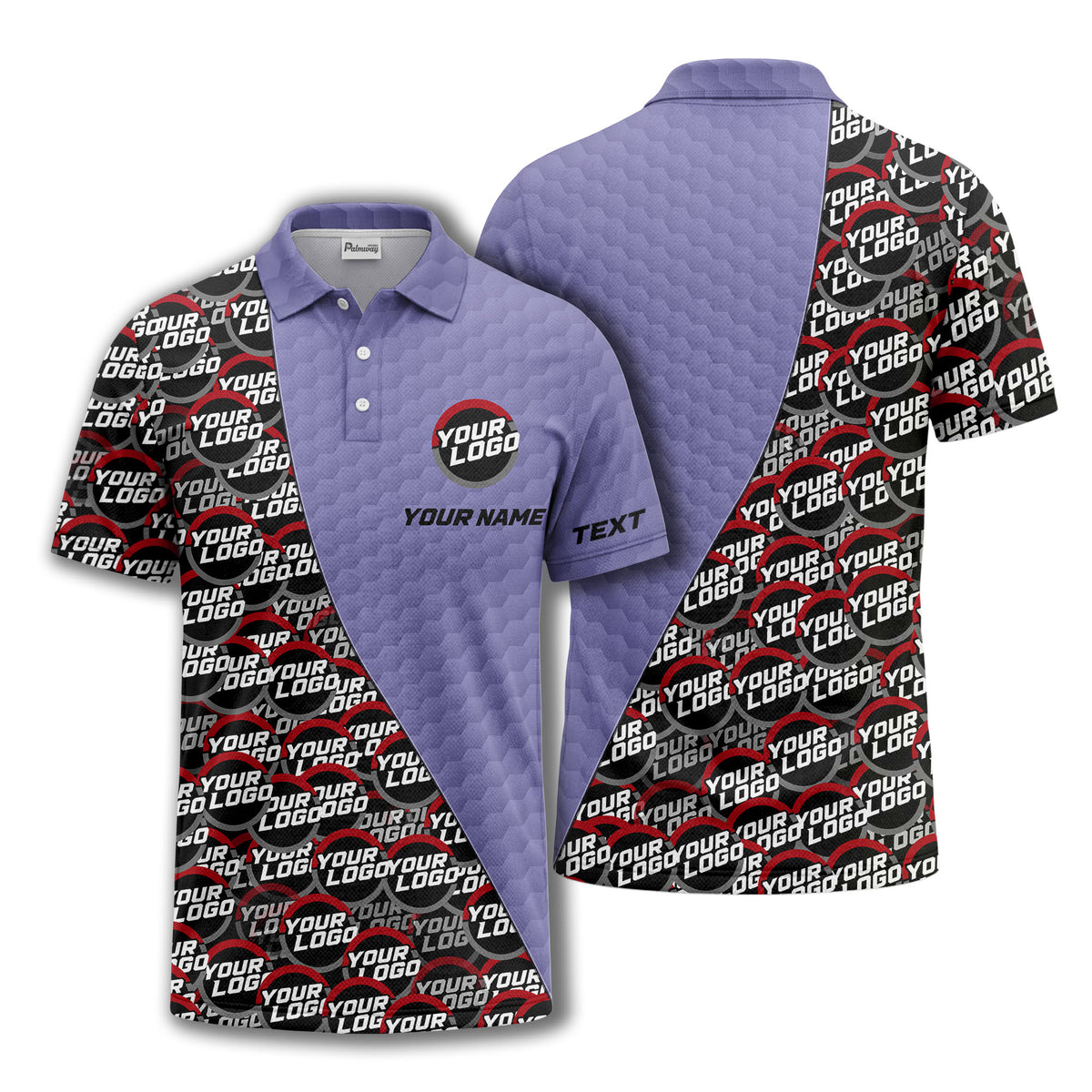 custom logo circles & hexagons grid polo shirt for men
