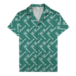 custom logo & company name repeat black hawaiian shirt for men