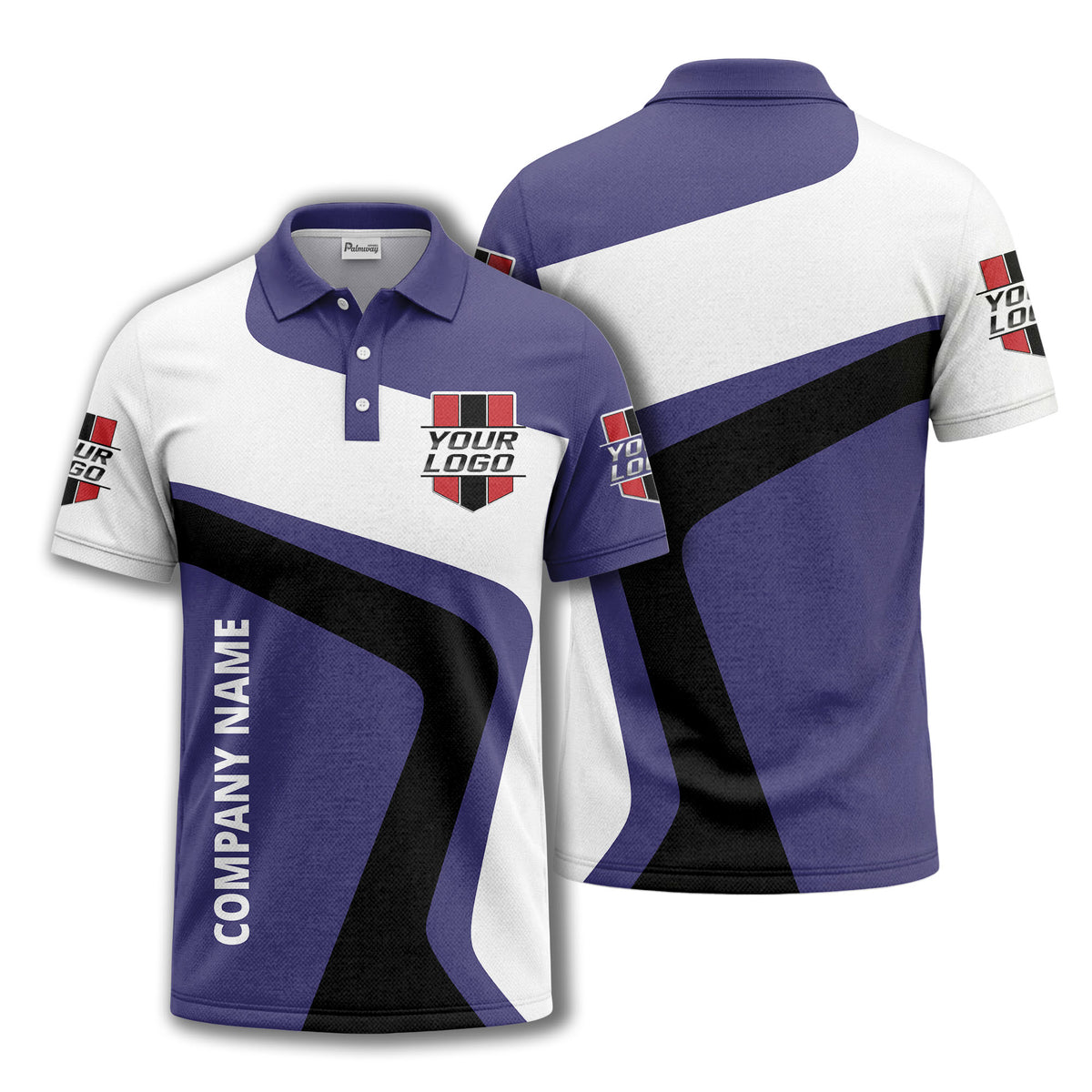 custom logo diagonal stripe corporate polo shirt for business uniforms