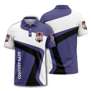 custom logo diagonal stripe corporate polo shirt for business uniforms