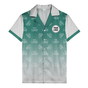 custom logo gradient fade black to white hawaiian shirt