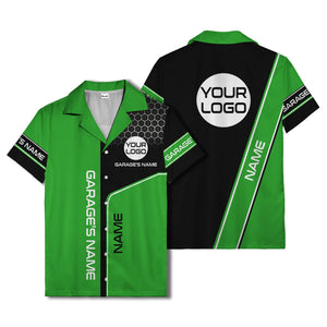 custom logo hexagonal honeycomb automotive hawaiian shirt for men