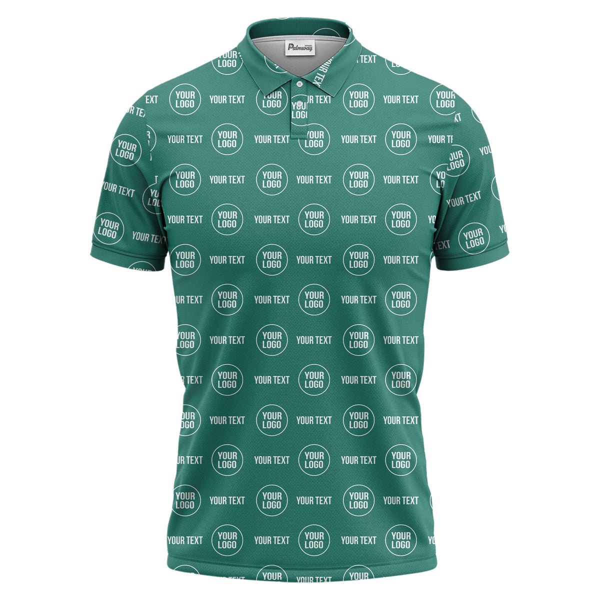 custom logo & text repeat pattern black polo shirt for men
