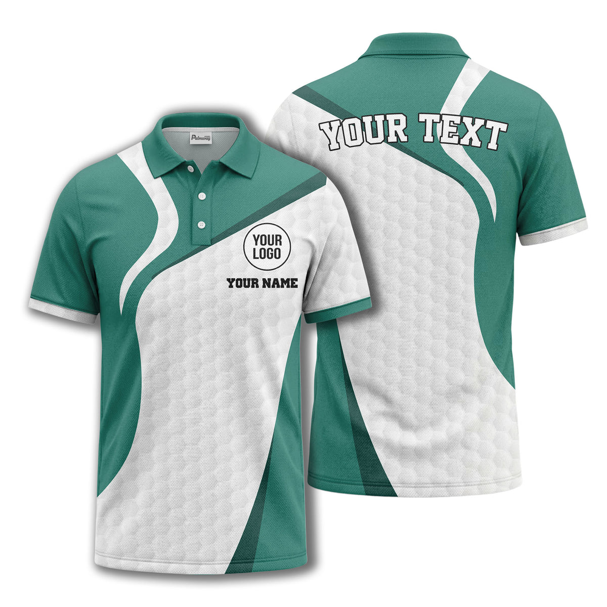 custom name & logo geometric diagonal stripes hexagonal texture polo shirt
