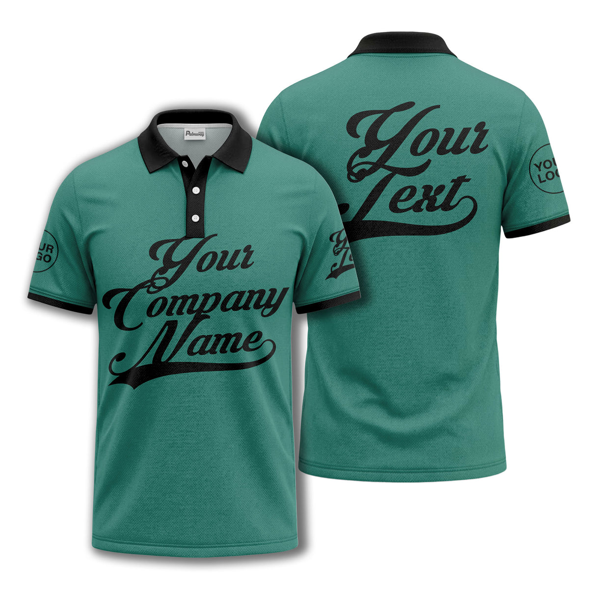 custom script logo corporate casual polo shirt for men