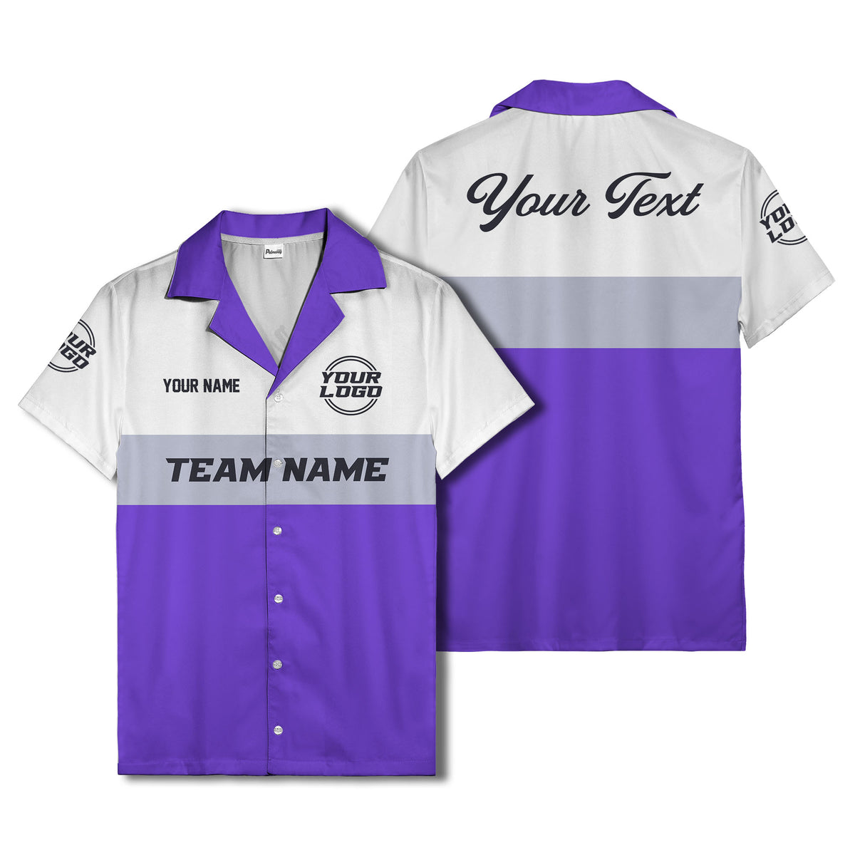 custom team logo & name bowling hawaiian shirt