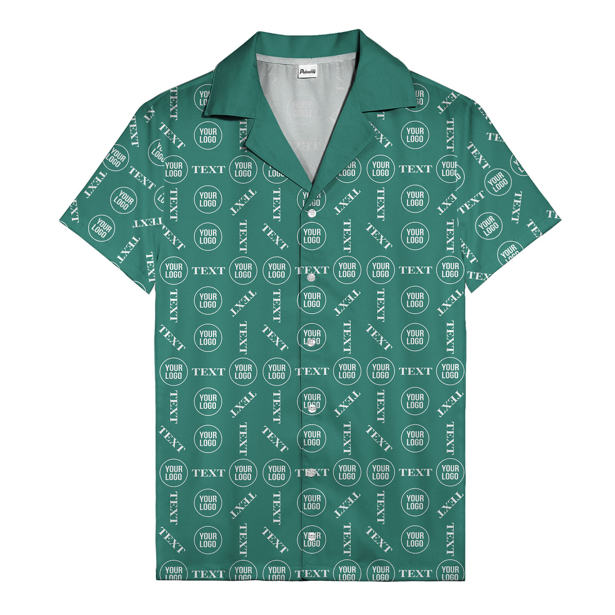 custom text & logo repeat pattern hawaiian shirt
