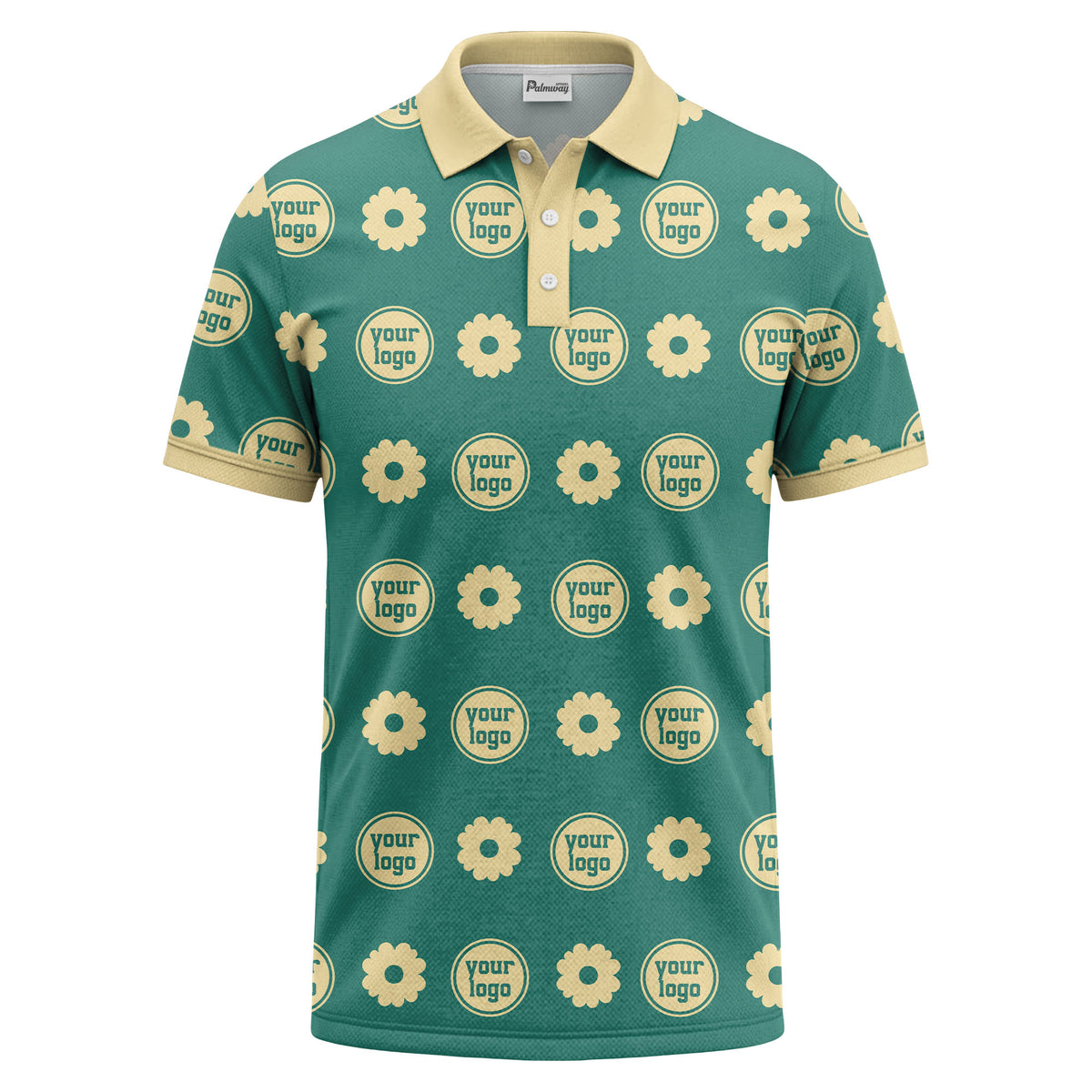 customizable daisy & monogram repeat pattern polo shirt