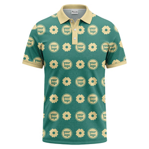 customizable daisy & monogram repeat pattern polo shirt