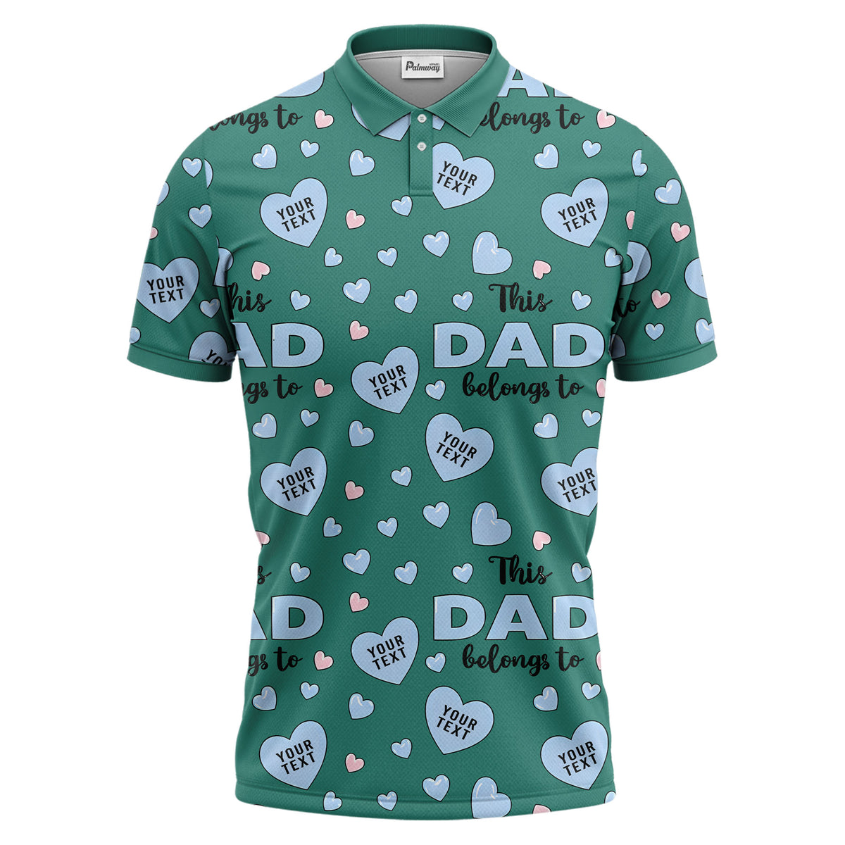 customizable hearts & text father's day all over print polo shirt for men